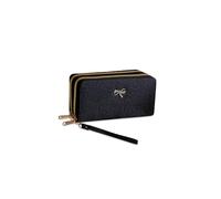 PORRASSO Geldbörse Geldbeutel Damen PU Kreditkartenetui Frauen Lange Clutch Brieftasche Portemonnaie mit 8 Kartenfächern Schwarz
