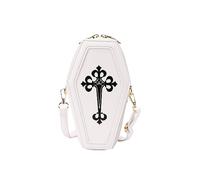 PORRASSO Gothic Sarg Umhängetasche Damen Schultertasche Crossbody Bag Messenger-Tasche für Halloween Reisen Täglichen Gebrauch Weiß