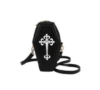 PORRASSO Gothic Sarg Umhängetasche Damen Schultertasche Crossbody Bag Messenger-Tasche für Halloween Reisen Täglichen Gebrauch Schwarz