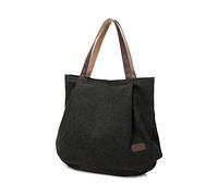 PORRASSO Große Schultertasche Canvas Hobo Taschen Damen Handtasche Fraue Shopper Tote Henkeltasche für Schule Reisen Arbeit Täglicher Gebrauch Schwarz