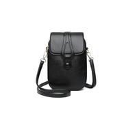PORRASSO Handy Umhängetasche Damen Handytasche mit Kopfhörerloch Mädchen Schultertasche Geldbörse Crossbody Bag für Dating Einkaufen Reise Schwarz