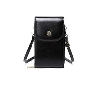 PORRASSO Handy Umhängetasche Damen Mode Handytasche mit RFID Schutz Mädchen Schultertasche PU Wasserdicht Crossbody Bag für Dating Einkaufen Reise Schwarz