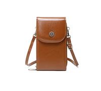 PORRASSO Handy Umhängetasche Damen Mode Handytasche mit RFID Schutz Mädchen Schultertasche PU Wasserdicht Crossbody Bag für Dating Einkaufen Reise Braun