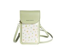 PORRASSO Handy Umhängetasche Touchscreen Crossbody Handytasche Damen Schultertasche PU Wasserdicht Crossbody Bag für Dating Einkaufen Reise Grün