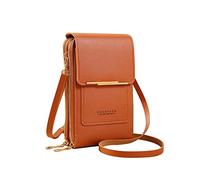 PORRASSO Handy Umhängetasche Touchscreen Crossbody Kleine Handytasche Mädchen Schultertasche PU Wasserdicht Crossbody Bag für Dating Einkaufen Reise Braun