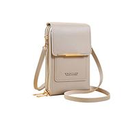 PORRASSO Handy Umhängetasche Touchscreen Crossbody Kleine Handytasche Mädchen Schultertasche PU Wasserdicht Crossbody Bag für Dating Einkaufen Reise Grau