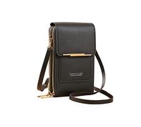 PORRASSO Handy Umhängetasche Touchscreen Crossbody Kleine Handytasche Mädchen Schultertasche PU Wasserdicht Crossbody Bag für Dating Einkaufen Reise Schwarz
