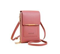 PORRASSO Handy Umhängetasche Touchscreen Crossbody Kleine Handytasche Mädchen Schultertasche PU Wasserdicht Crossbody Bag für Dating Einkaufen Reise Dunkelrosa