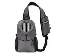 PORRASSO Herren Brusttasche Umhängetasche Wasserabweisende Brust Crossbody-Rucksack mit Großer Kapazität Mehreren Taschen Leichte Schultertasche für Wandern Reisen Täglicher Gebrauch Grau