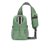 PORRASSO Herren Brusttasche Umhängetasche Wasserabweisende Brust Crossbody-Rucksack mit Großer Kapazität Mehreren Taschen Leichte Schultertasche für Wandern Reisen Täglicher Gebrauch Grün