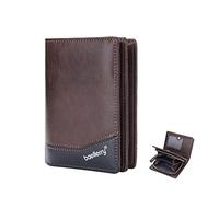 PORRASSO Herren Geldbörse Geldbeutel Kreditkartenetui Leder Brieftasche Wallet Kartenetui Bifold Portemonnaie Kaffee