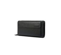 PORRASSO Herren Geldbörse Leder Clutch Tasche Kreditkartenetui Brieftasche Handytasche Portemonnaie mit 8 Kartenfächern Schwarz A