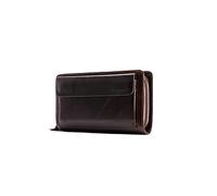 PORRASSO Herren Geldbörse Leder Clutch Tasche Kreditkartenetui Brieftasche Handytasche Portemonnaie mit 8 Kartenfächern Kaffee B
