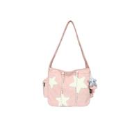 PORRASSO Kord Umhängetasche Mädchen Schultertasche mit Anhänger Schulrachnzen Damen Messenger-Tasche Crossbody Tasche für Herbst Winter Rosa