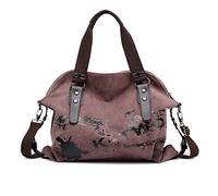 PORRASSO Lässige Schultertasche, Damen, Umhängetasche, große Handtasche, aus Segeltuch, für Arbeit, Reisen, täglichen Gebrauch, blasslila, L, Elegant