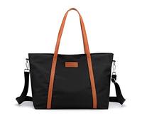 PORRASSO Laptop Tote Bag Damen Handtasche 15.6 Zoll Laptoptasche Casual Schultertasche Umhängetasche Crossbody Bag für Einkaufen Schule Reisen Arbeit Schwarz