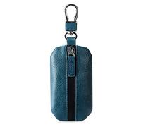 PORRASSO Leather Car Key Case Autoschlüsseltasche Schutz Schlüsseltasche Tragbar Schlüsseletui Wasserdicht Schlüsselmäppchen Schlüsselbund für Remote Key Fob Home Blau