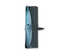 PORRASSO Leder Federmäppchen Wasserdicht Roll-up Mäppchen Federmappe Schulmäppchen für Männer Frauen Jugendliche Schule Heimat Blau