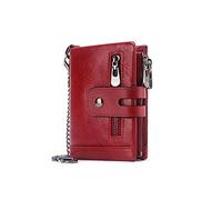 PORRASSO Leder Geldbörse Damen Geldbeutel Kreditkartenetui mit RFID Schutz Multifunktional Portemonnaie Geldbörse Rot