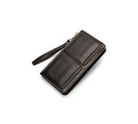 PORRASSO Leder Geldbörse Herren Clutch Tasche Kreditkartenetui Brieftasche Handytasche Portemonnaie mit 11 Kartenfächern Öl-Kaffee