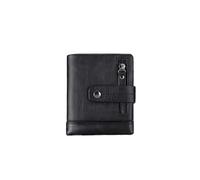 PORRASSO Leder Geldbörse Herren mit RFID Schutz Echtleder Geldbeutel Portemonnaie Kreditkartenetui Wallet Brieftasche mit 13 Kartenfächern Schwarz