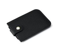 PORRASSO Leder Kreditkartenetui Kartenetui mit RFID Ausleseschutz-Funktion Schlanke Minimalistisches Portemonnaie für Herren Damen Schwarz