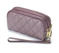 PORRASSO Leder Münzbörse Klein Geldbörse Clutch Wristlet Bag Tragbar Schlüsseltasche Multifunktional Coin Purse für Damen Herren Lila