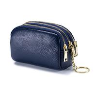 PORRASSO Leder Münzbörse Klein Geldbörse Tragbar Schlüsseltasche Multifunktional Coin Purse für Damen Herren Blau