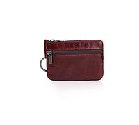 PORRASSO Leder Münzbörse Klein Geldbörse Wasserdicht Tragbar Schlüsseltasche Multifunktional Retro Coin Purse für Damen Herren Rot