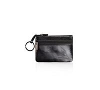 PORRASSO Leder Münzbörse Klein Geldbörse Wasserdicht Tragbar Schlüsseltasche Multifunktional Retro Coin Purse für Damen Herren Schwarz