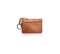 PORRASSO Leder Münzbörse Klein Geldbörse Wasserdicht Tragbar Schlüsseltasche Multifunktional Retro Coin Purse für Damen Herren Braun