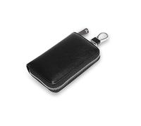 PORRASSO Leder Schlüsseletui Autoschlüssel Wasserdicht Schlüsselmäppchen Schlüsseltasche Key Case Tragbar mit Edelstahlhaken Herren Frauen Schwarz