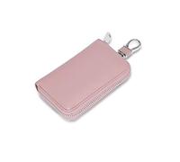 PORRASSO Leder Schlüsseletui Autoschlüssel Wasserdicht Schlüsselmäppchen Schlüsseltasche Key Case Tragbar mit Edelstahlhaken Herren Frauen Rosa