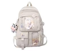PORRASSO Mädchen Schulrucksack Süßer Schultasche Schüler Rucksäcke Teenager Nylon Daypack Damen Schulranzen für Schule Reise Weiß