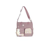 PORRASSO Mädchen Umhängetasche Niedlicher Kleiner Bär Schultertasche Nylon Schulrachnzen Damen Messenger Tasche Crossbody Bag für Schule Reisen Täglichen Gebrau Lila