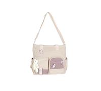 PORRASSO Mädchen Umhängetasche Niedlicher Kleiner Bär Schultertasche Nylon Schulrachnzen Damen Messenger Tasche Crossbody Bag für Schule Reisen Täglichen Gebrau Weiß