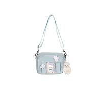 PORRASSO Mädchen Umhängetasche Süße Schultertasche mit Bären-Anhänger Nylon Messenger-Tasche Crossbody Bag für Reisen Täglichen Gebrau Blau B