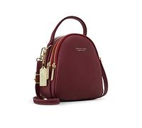 PORRASSO Mini Rucksack Damen Mode Handtasche Mädchen Wasserdicht Umhängetasche mit Kopfhörerloch Leder Daypack Reise Dating Kleiner Rucksäcke Rot