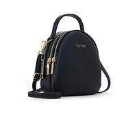 PORRASSO Mini Rucksack Damen Mode Handtasche Mädchen Wasserdicht Umhängetasche mit Kopfhörerloch Leder Daypack Reise Dating Kleiner Rucksäcke Schwarz