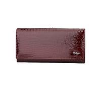 PORRASSO Mode Geldbeutel Damen Echt Leder Geldbörse Großes Portemonnaie Minimalistisch Lange Brieftasche Kastanienrot