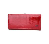 PORRASSO Mode Geldbeutel Damen Echt Leder Geldbörse Großes Portemonnaie Minimalistisch Lange Brieftasche Rot