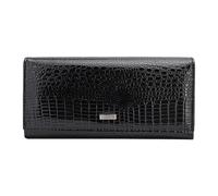 PORRASSO Mode Geldbeutel Damen Leder Geldbörse Large Portemonnaie Minimalistisch Lange Brieftasche Schwarz