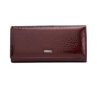 PORRASSO Mode Geldbeutel Damen Leder Geldbörse Large Portemonnaie Minimalistisch Lange Brieftasche Kastanienrot