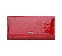 PORRASSO Mode Geldbeutel Damen Leder Geldbörse Large Portemonnaie Minimalistisch Lange Brieftasche Rot