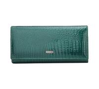 PORRASSO Mode Geldbeutel Damen Leder Geldbörse Large Portemonnaie Minimalistisch Lange Brieftasche Grün