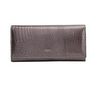 PORRASSO Mode Geldbeutel Damen Leder Geldbörse Large Portemonnaie Minimalistisch Lange Brieftasche Silbergrau