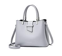 PORRASSO Mode Handtasche Damen Henkeltasche Schultertasche Frauen Umhängetasche PU Leder Beuteltasche Top Griff Taschen Grau