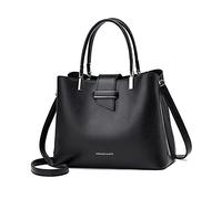 PORRASSO Mode Handtasche Damen Henkeltasche Schultertasche Frauen Umhängetasche PU Leder Beuteltasche Top Griff Taschen Schwarz