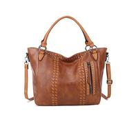 PORRASSO Mode Handtasche Damen Schultertasche Große Henkeltasche Frauen PU Leder Umhängetasche Reise Arbeit Verabredung Crossbody Bag Braun