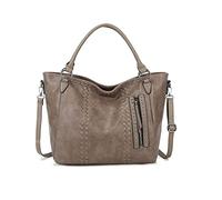 PORRASSO Mode Handtasche Damen Schultertasche Große Henkeltasche Frauen PU Leder Umhängetasche Reise Arbeit Verabredung Crossbody Bag Bräune